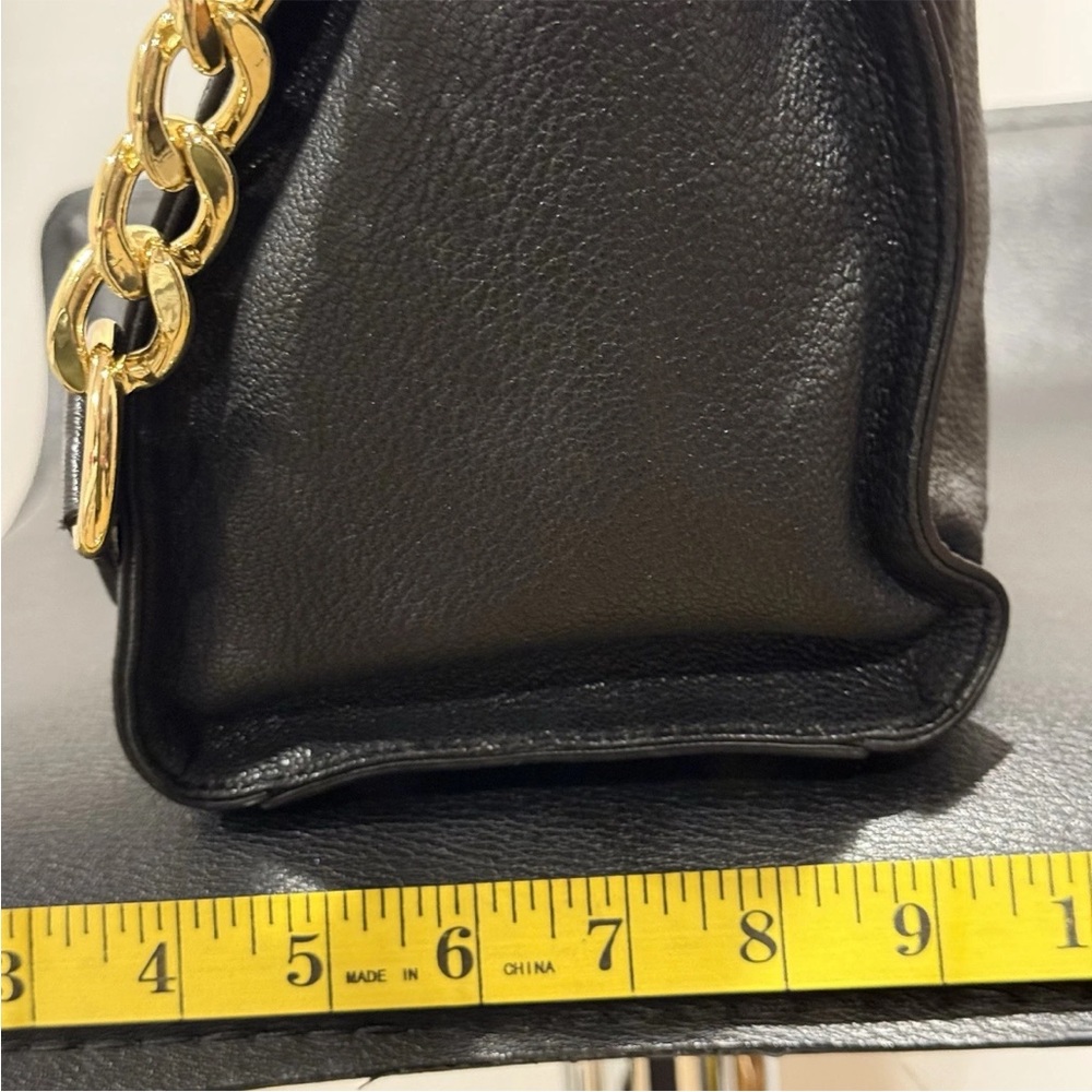 Michael Kors Hamilton Large Black Tote with Gold Accents and Chain - Picture 9 of 10